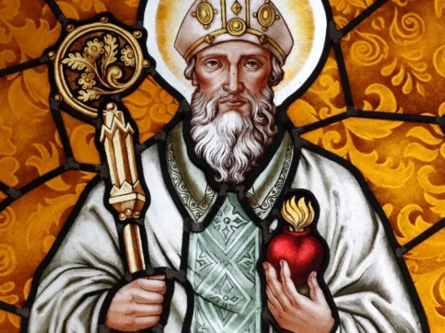 Saint Augustine stained glass portrait